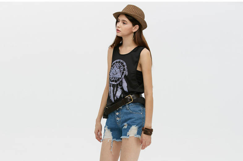 Trendy Mid Waist Button Ripped Denim Shorts for Women