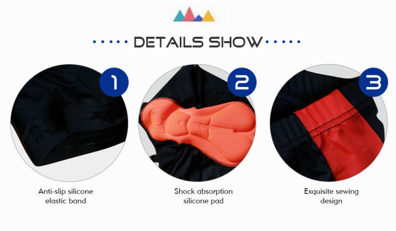 REALTOO Bicycle Uniform Silicone Gel Padded Cycling Shorts