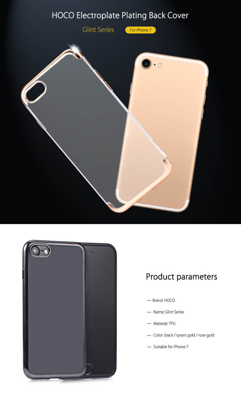 HOCO Glint Series Ultra Thin Electroplate Plating TPU Back Cover for iPhone 7