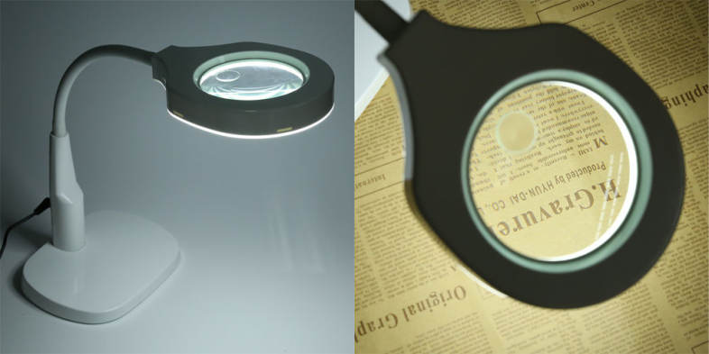 Beileshi TS - 1502 Foldable Desktop Magnifier Magnifying Loupe with 5X / 12X Lens Lamp