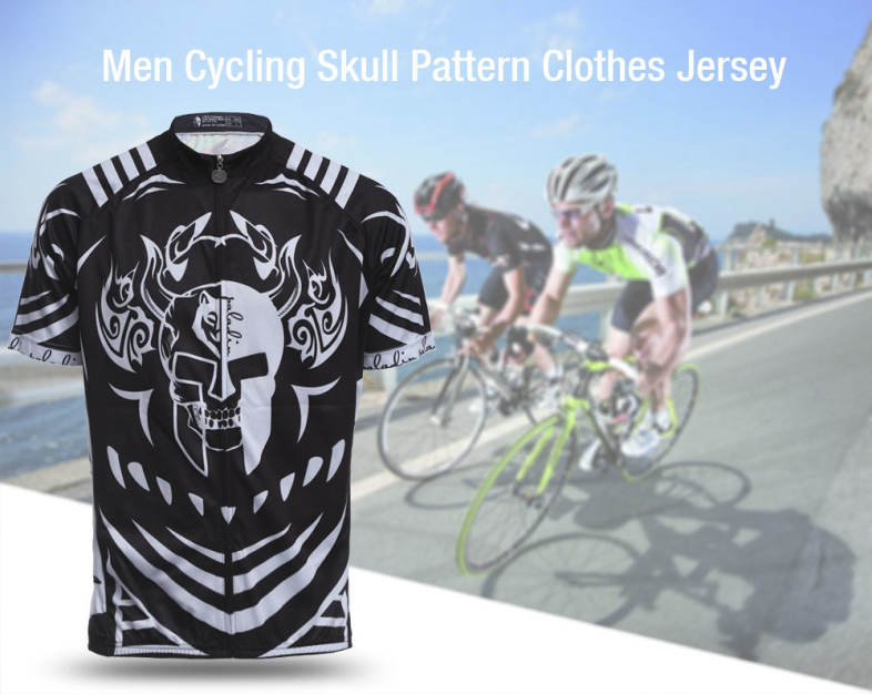 Breathable Short Sleeve Cycling Jersey Skull Pattern Bike Shirt