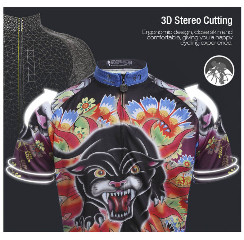 Women Breathable Short Sleeve Cycling Jersey Leopard Pattern Bike Shirt