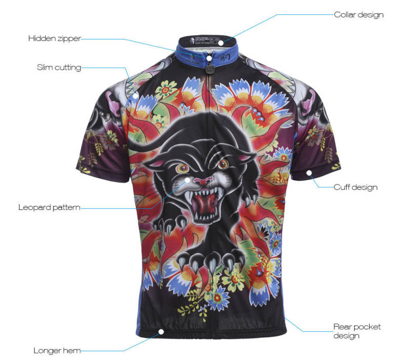 Women Breathable Short Sleeve Cycling Jersey Leopard Pattern Bike Shirt