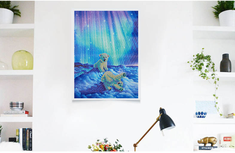 30 x 40cm Northern Polar Bear Drilled Needlework DIY Diamond Painting Cross Stitch Home Decoration
