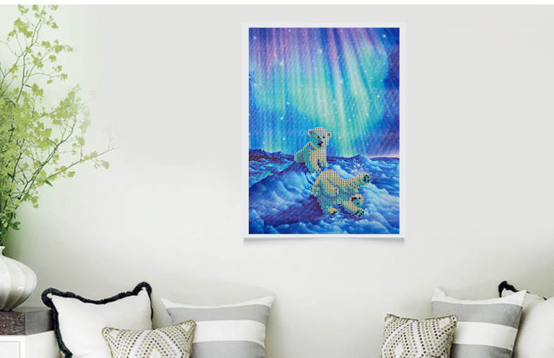 30 x 40cm Northern Polar Bear Drilled Needlework DIY Diamond Painting Cross Stitch Home Decoration