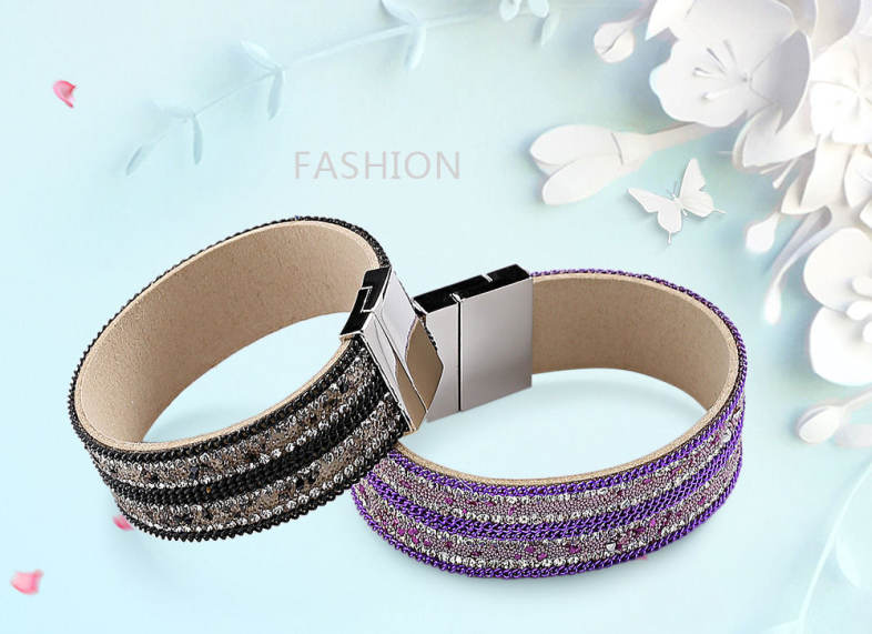 Velvet Leather Inlay Chain Bracelet for Girls