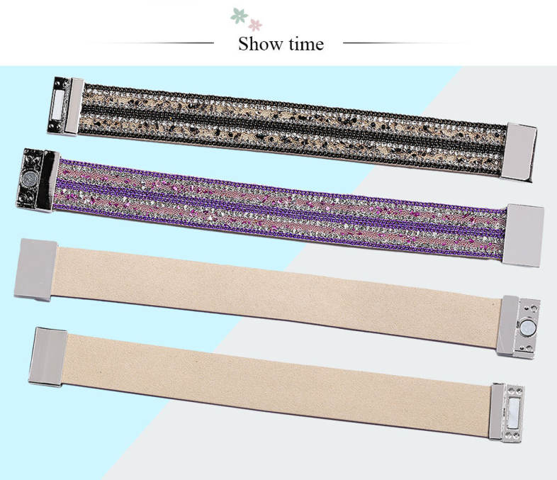 Velvet Leather Inlay Chain Bracelet for Girls