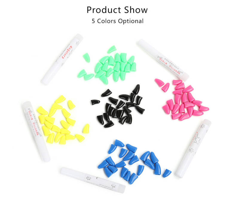 20pcs Pet Dog Nail Caps Claw Control Protector Cover with Adhesive Glue