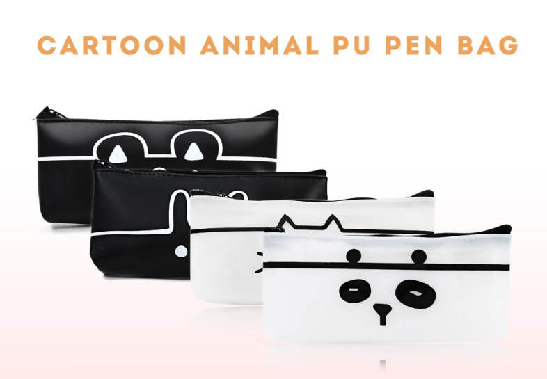 Lovely Cartoon Animal PU Pen Bag Writing Case