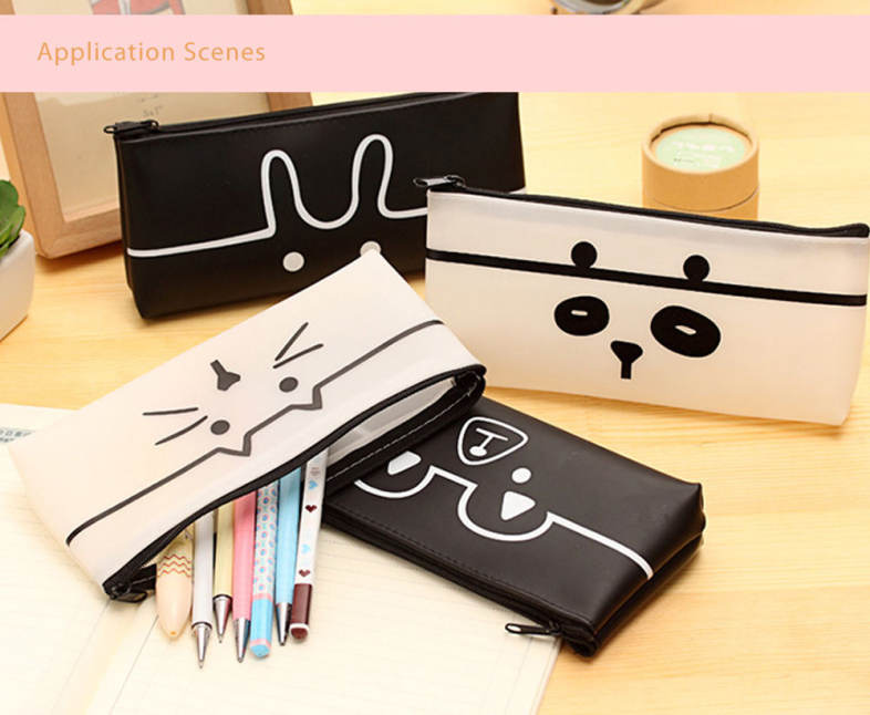 Lovely Cartoon Animal PU Pen Bag Writing Case