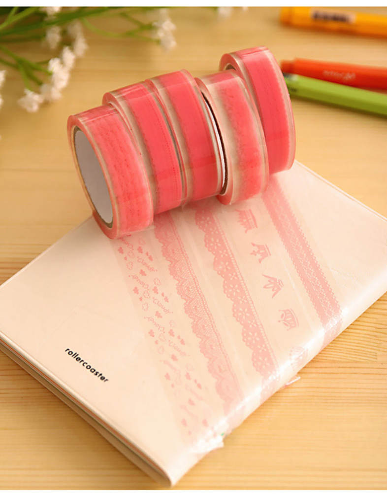 10pcs Transparent Adhesive Tape DIY Decorative Stationery Scrapbook Diary Decoration