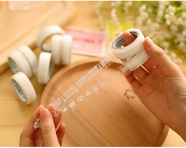 10pcs Transparent Adhesive Tape DIY Decorative Stationery Scrapbook Diary Decoration