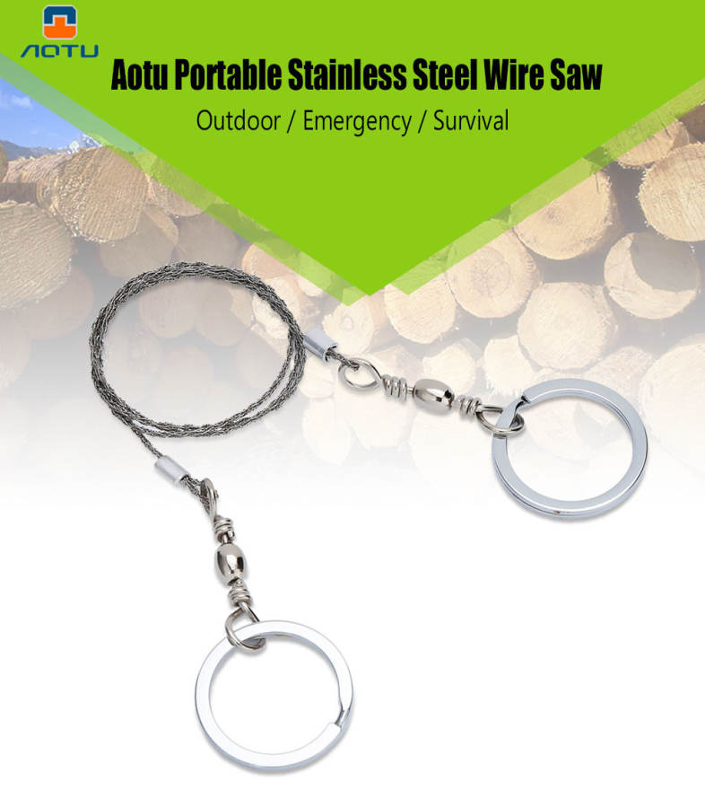 Aotu Portable Stainless Steel Wire Saw Outdoor Emergency Survival Gear