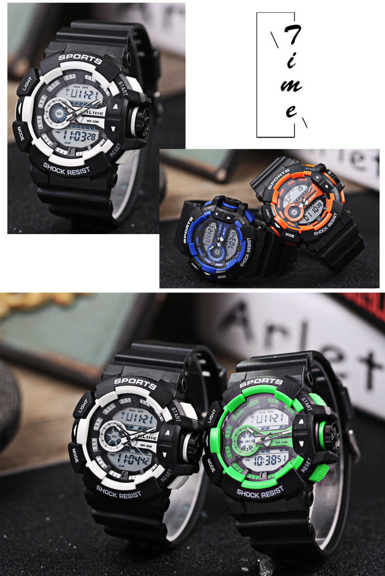 ALIKE AK14111 Male Dual Movt Sport Watch Alarm Chronograph Men Wristwatch