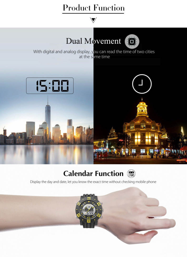 ALIKE AK14107 Quartz Digital Men Watch Calendar Chronograph Male Wristwatch