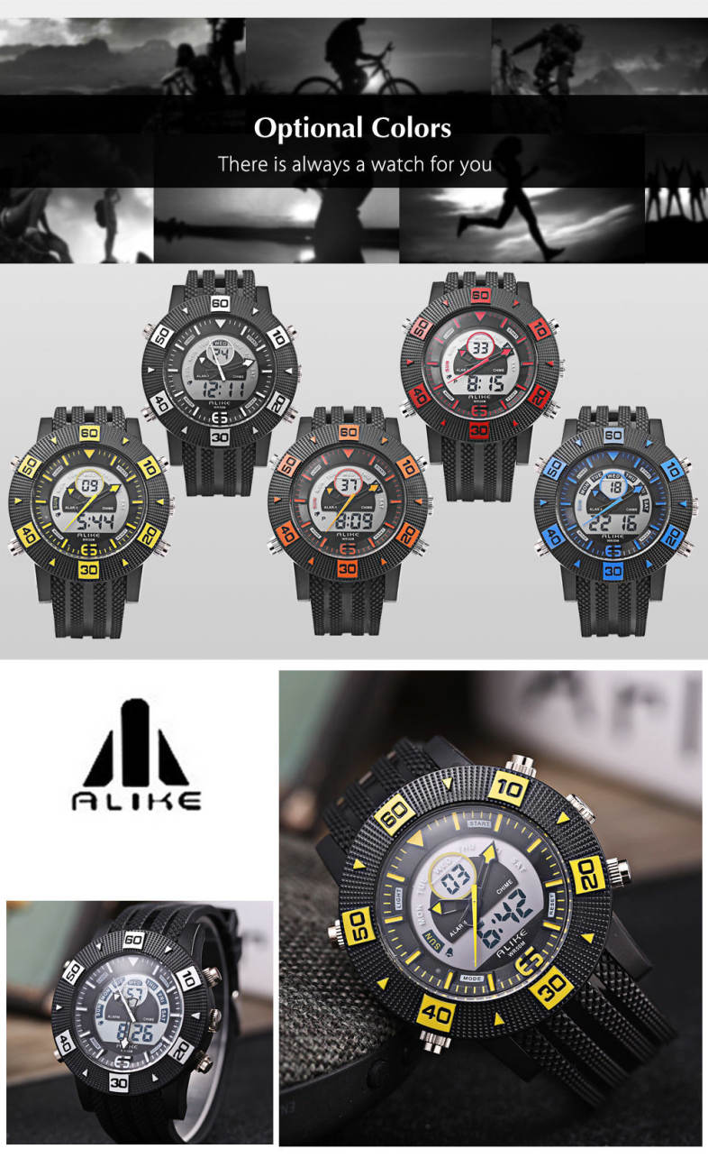 ALIKE AK14107 Quartz Digital Men Watch Calendar Chronograph Male Wristwatch