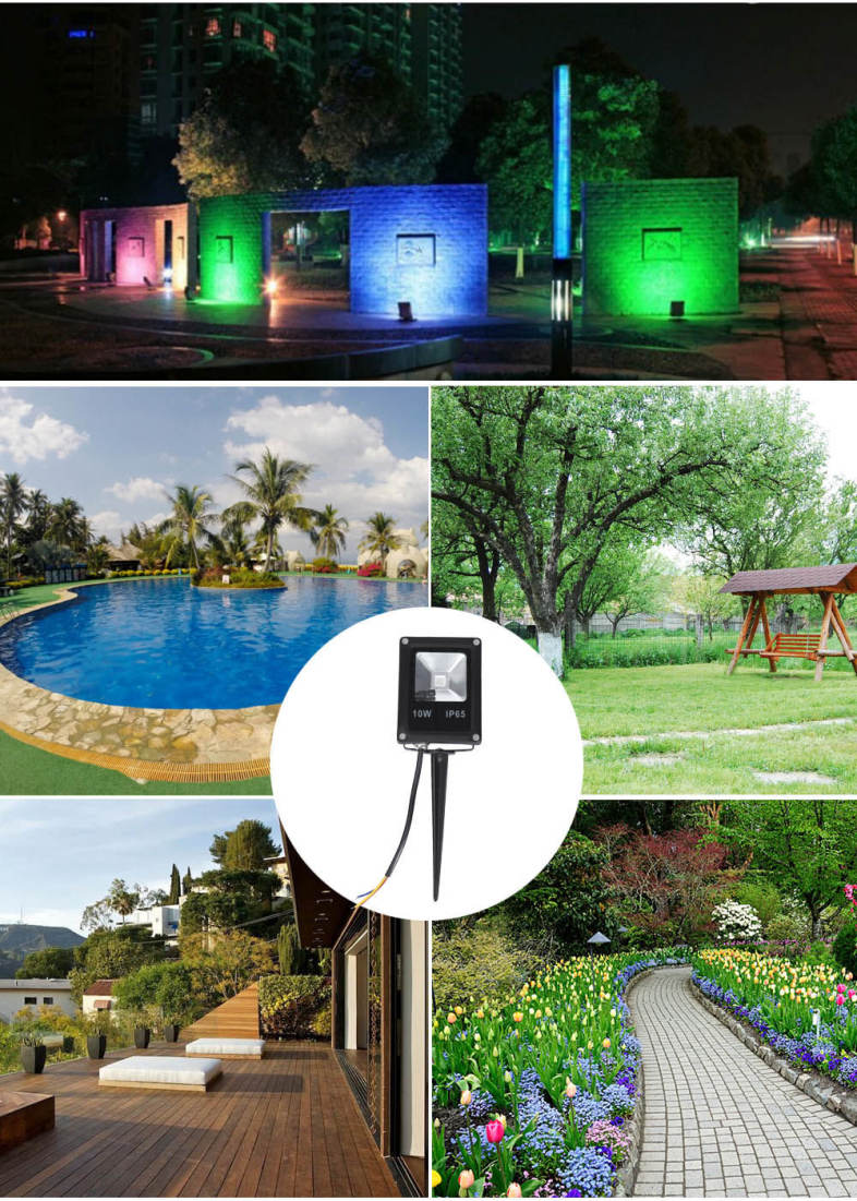 Outdoor AC 85 - 265V 10W LED Flood Light Waterproof Landscape Security Spotlight with Remote Controller