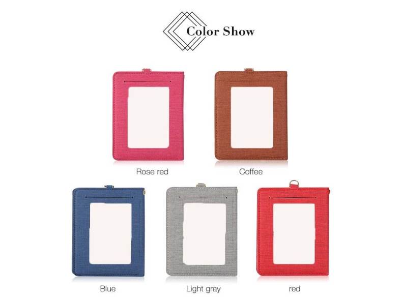 Detachable Neck Strap PU Leather Magnet Card Holder Unisex Portable Light Wallet