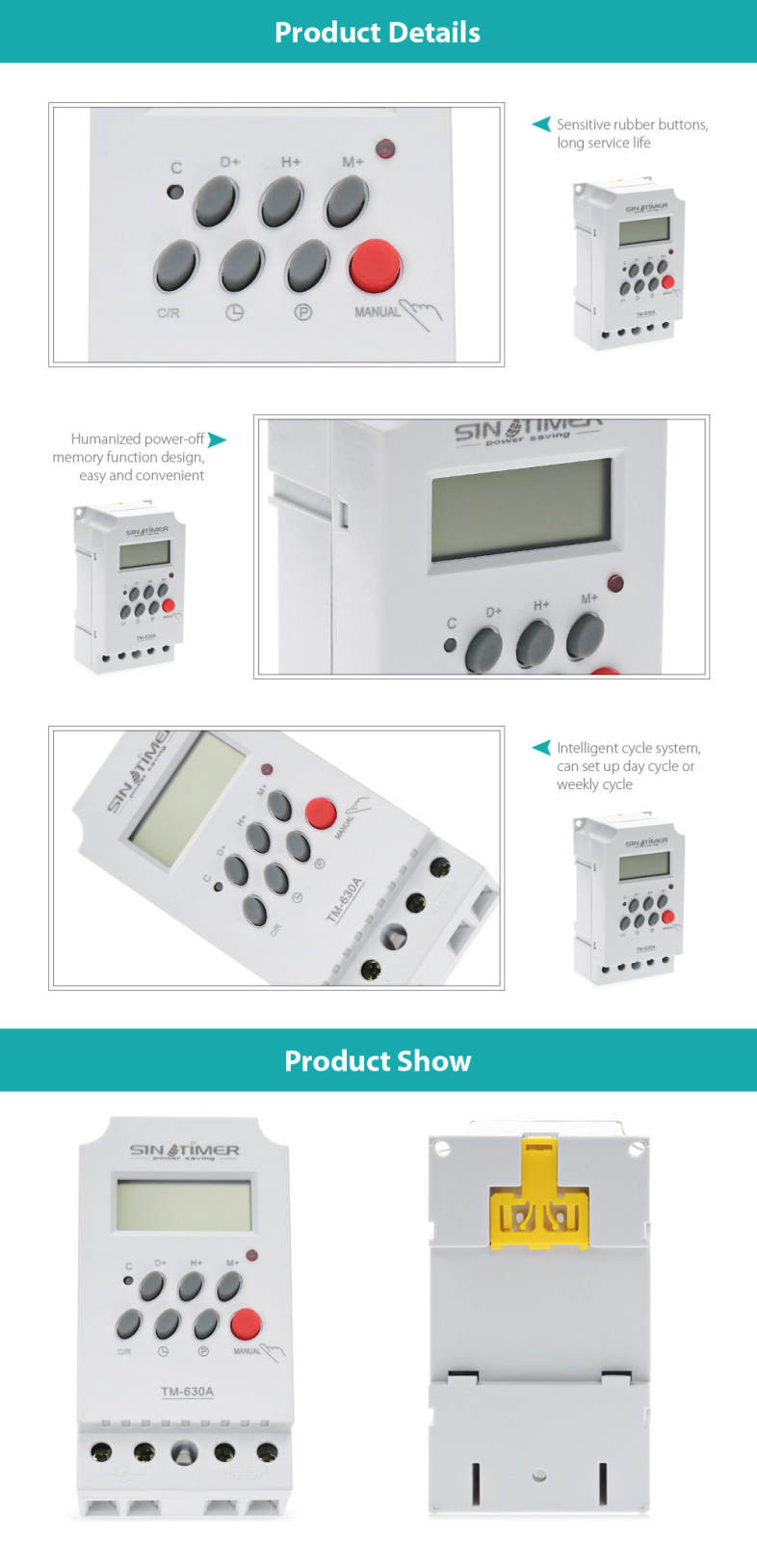 SINOTIMER 12V DC Input LCD Digital Programmable Time Switch Timer Control