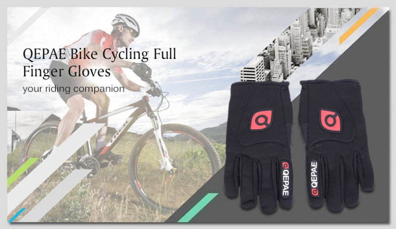 QEPAE Paired Windproof MTB Motorcycle Road Bike Racing Cycling Full Finger Gloves