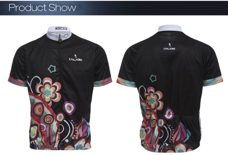 ILPALADINO Women Breathable Short Sleeve Cycling Jersey Flower Pattern Bike Shirt