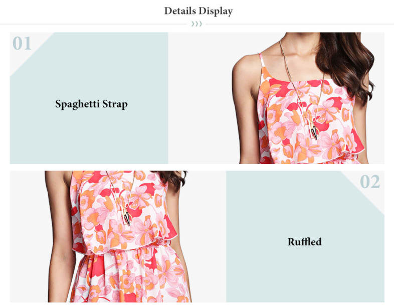 Active Spaghetti Strap Floral Print Flounce Jumpsuit for Women