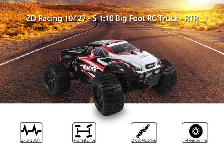 ZD Racing 10427 - S 1:10 Big Foot RC Truck RTR 2.4GHz 4WD / Splashproof 45A ESC / 3.5kg High-torque Servo
