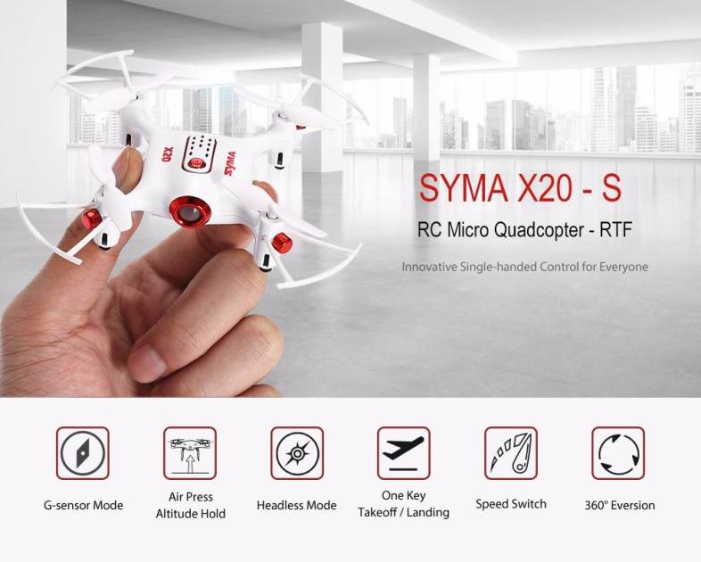 SYMA X20 - S RC Drone RTF 2.4GHz 4CH 6-axis Gyro / One Key Takeoff / 3D Flip