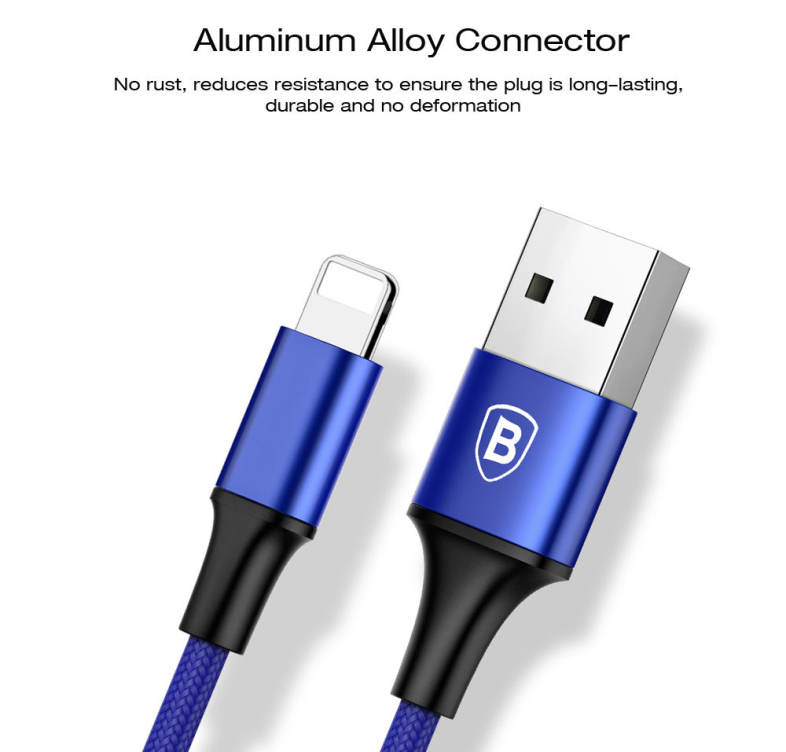 Baseus Rapid Series 3 in 1 Micro USB   Dual 8 Pin Connector 3A Fast Charging Data Transfer Cable 1.2M