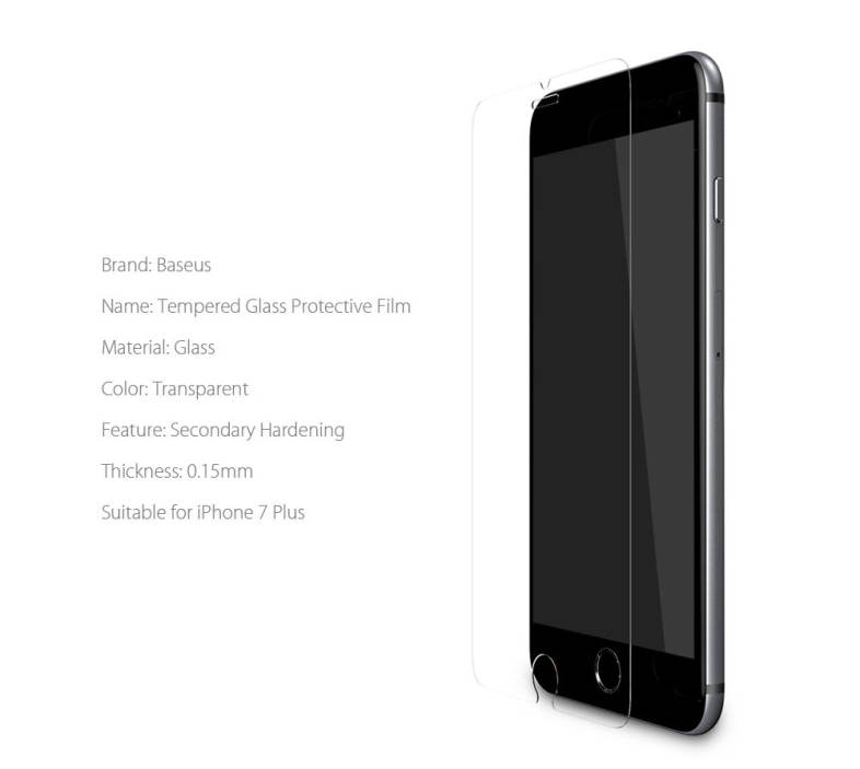 Baseus Tempered Glass Not Full Screen Secondary Hardening Protective Film for iPhone 7 Plus 5.5 inch 0.15mm