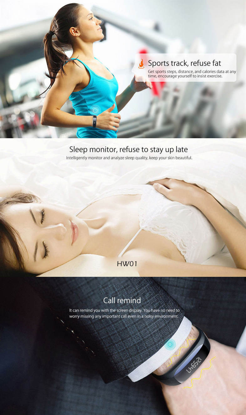 Lenovo HW01 Heart Rate Monitor Smart Wristband Sleep Manage Sports Track Bracelet