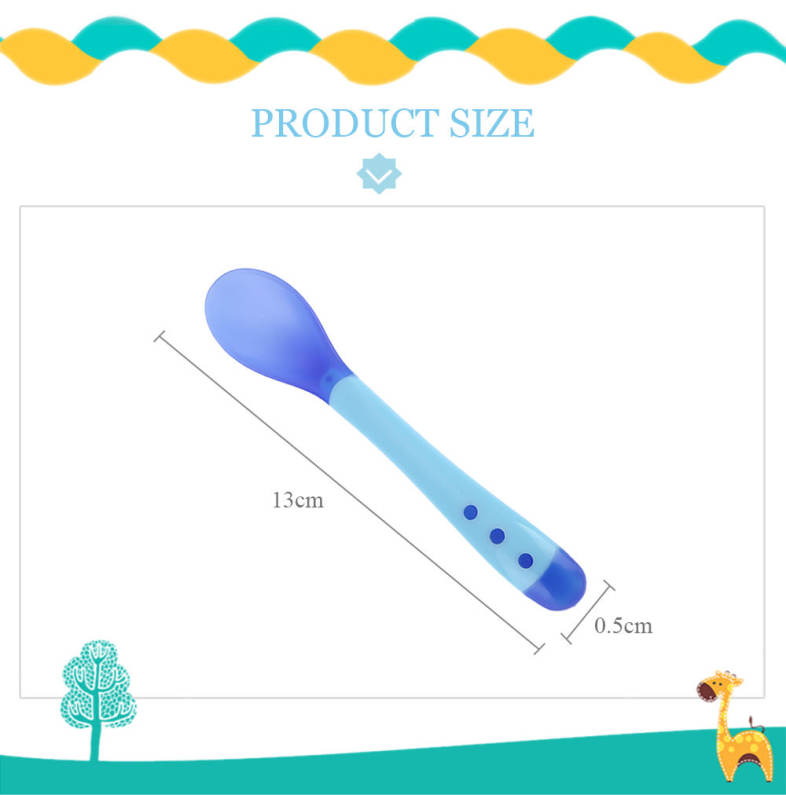 BOBEIELEPHANT Portable Temperature Changing Color Silicone Fork Spoon Set for Babies