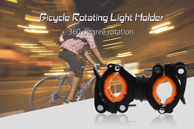 Cycling Bike Rotating Light Front Lamp Flashlight Pump Handlebar Holder Bicycle Accessories