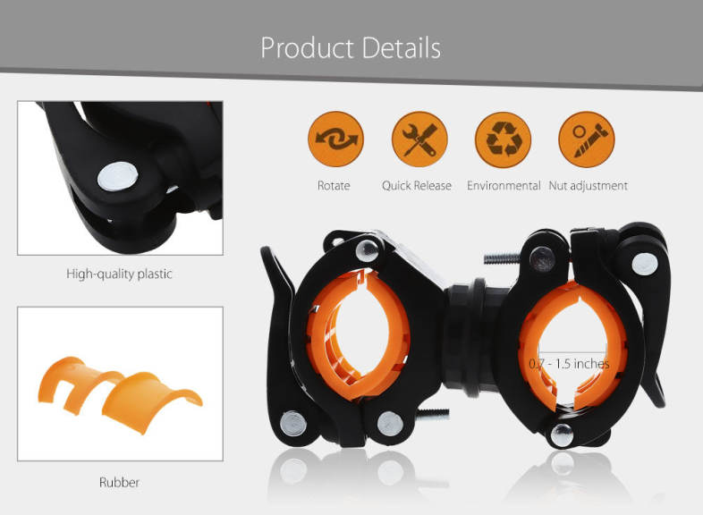 Cycling Bike Rotating Light Front Lamp Flashlight Pump Handlebar Holder Bicycle Accessories