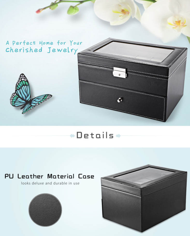 20 Grids Drawer-style PU Watch Storage Organizer Jewelry Display Box