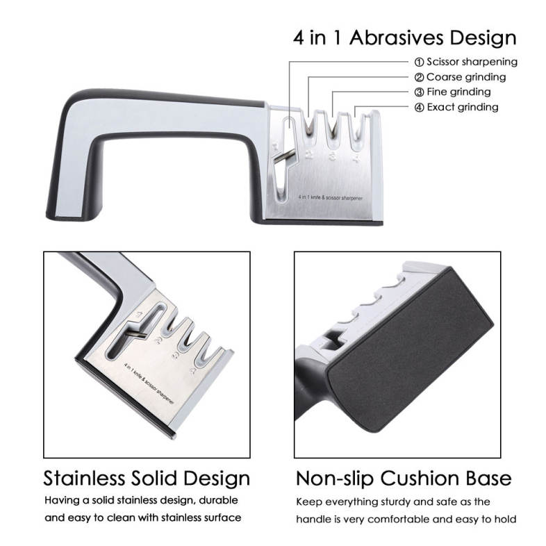 ZHAOLIDA Unique Cutting 4 in 1 Stainless Steel Knife Scissor Sharpener Ceramic Whetstone Hand Tool