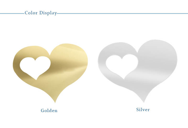 DIY Heart Shaped Mirror Effect Wall Sticker Bedroom Home Decoration