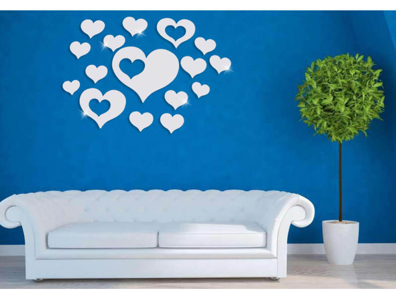 DIY Heart Shaped Mirror Effect Wall Sticker Bedroom Home Decoration
