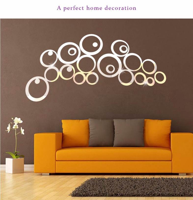 Fashionable Personality 3D Crystal Circle Mirror Wall Stickers Decor DIY Gift