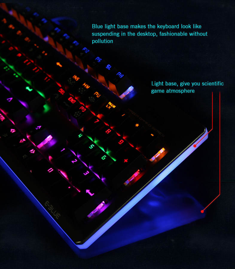 E - 3LUE K727 Gaming Mechanical Keyboard Wired with Colorful Backlight Full N-key Rollover