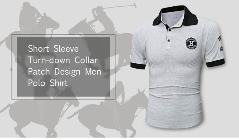 Half Button Patch Design Polo Shirt