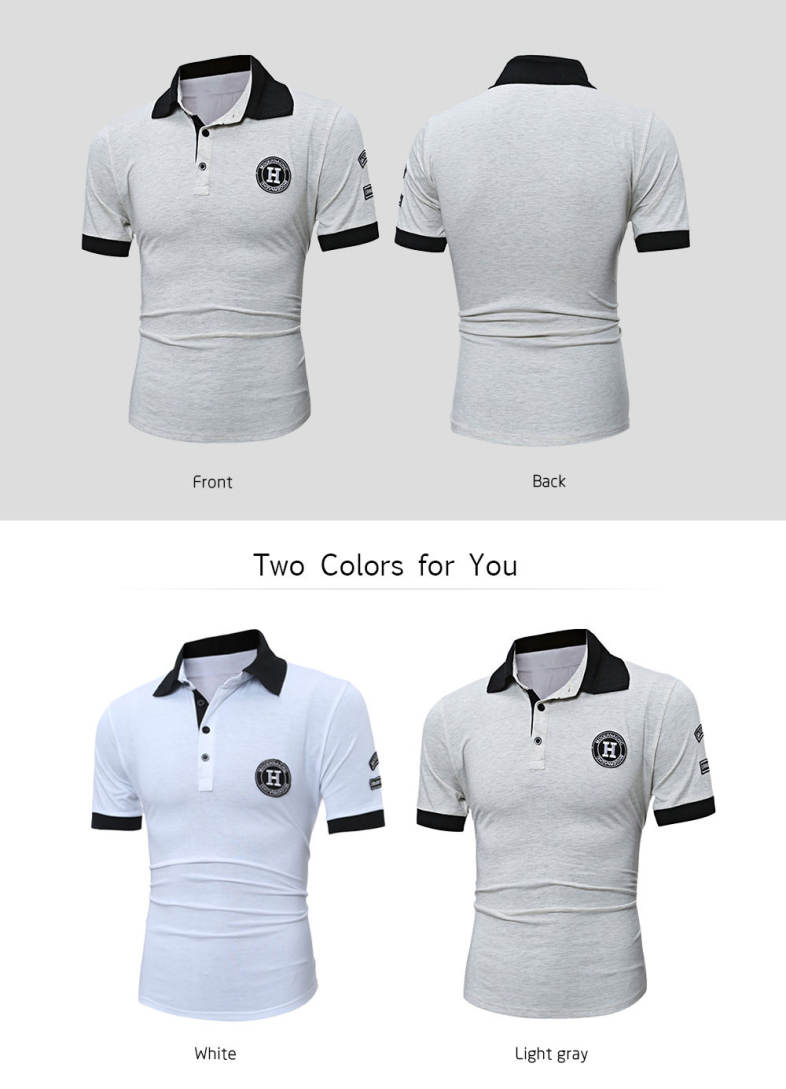 Half Button Patch Design Polo Shirt