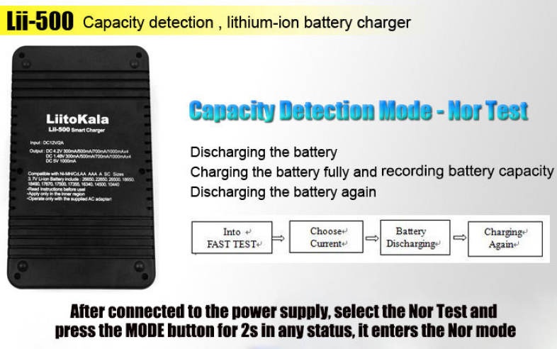 Liitokala Lii - 500 Smart LCD Battery Charger for 18650 / 26650 / 16340 / 14500 / 10440 Batteries