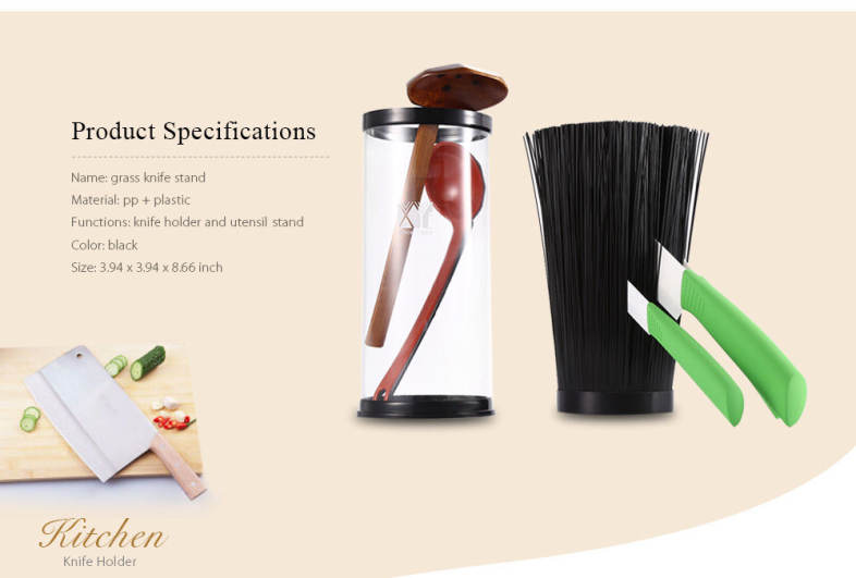 xyj Grass Universal Knife Holder Kitchen Stand with Black Insert