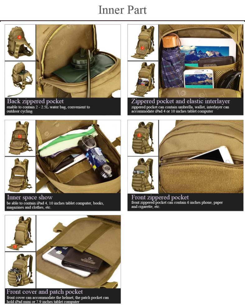 Protector Plus 25L Outdoor Water Resistant Military Backpack for Hiking Camping Climbing