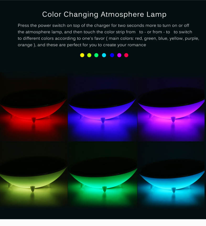 DC 12V Wireless Charger Color Changing LED Night Light Colorful Mood Lamp