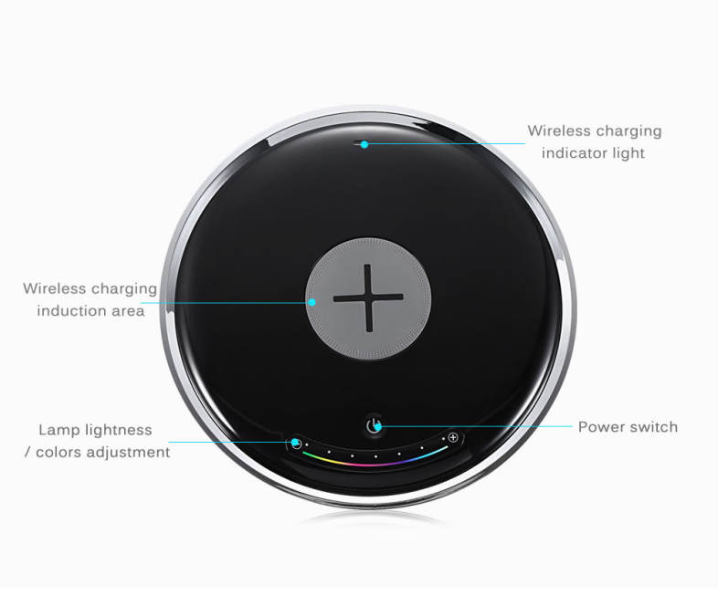 DC 12V Wireless Charger Color Changing LED Night Light Colorful Mood Lamp