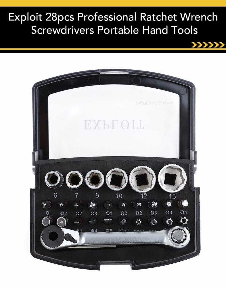 Exploit 28pcs Professional Ratchet Wrench Screwdrivers Portable Hand Tools
