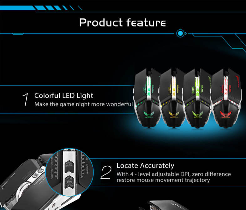 ZERODATE X700 Wired Gaming Mouse with LED Light 3200DPI