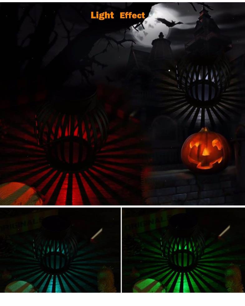 Circular Solar Powered LED Night Light Emergency Waterproof Pumpkin Lamp Camping Lantern